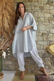 Tasha Cushion Cotton Oversized Shirt Tunic Pearl